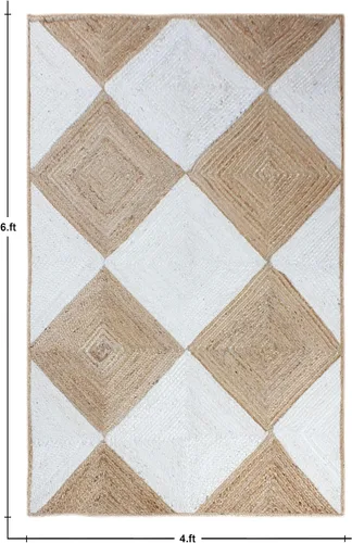 Vista 82 de Natural Jute Collection - Alfombra rectangular de 2 x 3 pies, alfombra de yute trenzada a cuadros multicolor de 0.27 pulgadas de grosor, ideal