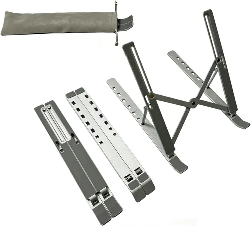 Soporte para computadora portátil de escritorio, soporte para iPad, aleación de aluminio, plegable portátil, 7 niveles ajustables, ergonómico