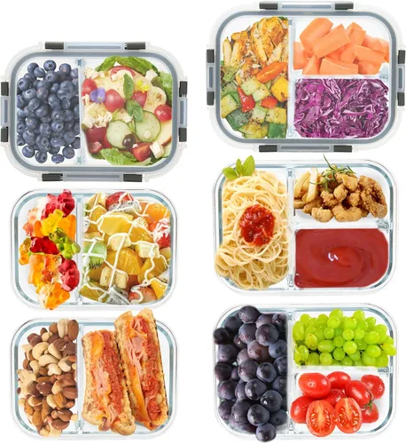 Vista 10 de GULFLIN Recipientes pequeños de vidrio para almacenamiento de alimentos de 24 piezas con tapas herméticas, juego de recipientes de preparación