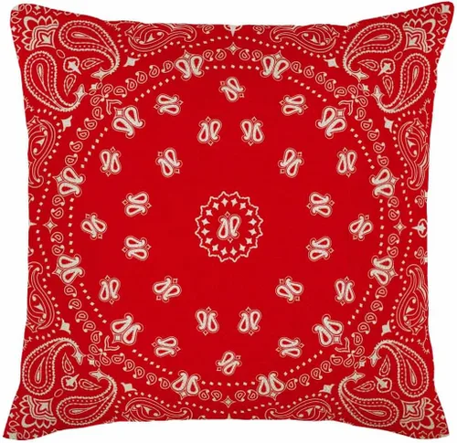 Funda de almohada con patrón de bandana, estampado de cachemira roja, fundas de almohada florales vintage de 18 x 18 pulgadas, cuadradas, de algodón