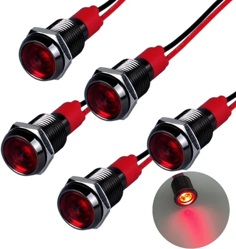 Vista 19 de 5 piezas de luz indicadora LED de ahorro de energía de 12V-24V de 20mA con carcasa de aleación de aluminio de 6mm (1/4") orificio de montaje