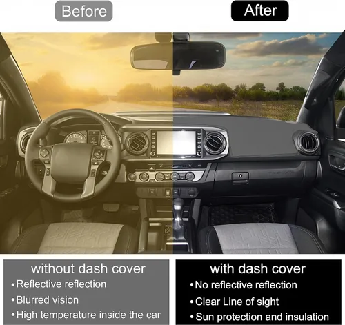 Vista 4 de Cubierta para salpicadero para accesorios Toyota Tacoma 2016-2022 2023, alfombrilla para salpicadero, alfombrilla para consola central, alfombrilla