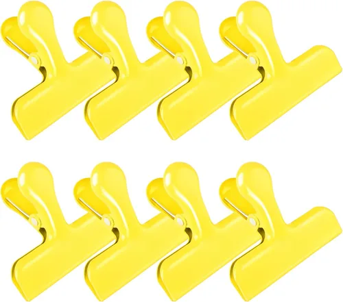 Vista 18 de Pinzas para bolsas, clips de acero inoxidable resistentes, paquete de 8, gran cierre para bolsas de alimentos, ideal para sellar bolsas de café