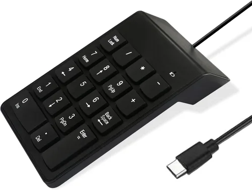 Teclado numérico USB C con cable, teclado USB de 10 teclas, Numpad portátil de 23 teclas tipo C delgado mini teclado numérico con cable de DFCROMI