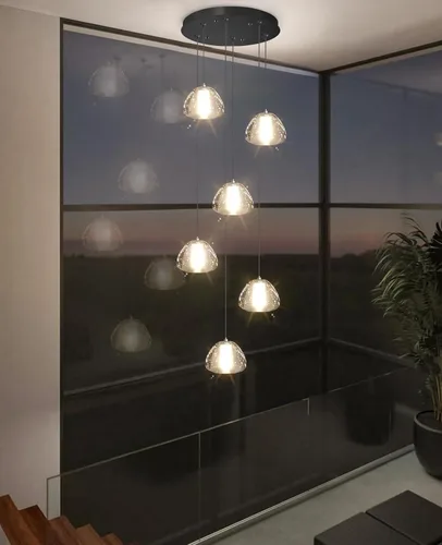 Vista 16 de Lámpara colgante moderna de cristal para isla de cocina, comedor, dormitorio, pasillo, color negro