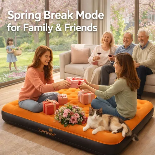 Vista 3 de Luxchoice Colchón de aire individual con bomba recargable incorporada de 9 pulgadas, colchón inflable de campamento, colchón inflable portátil, cama