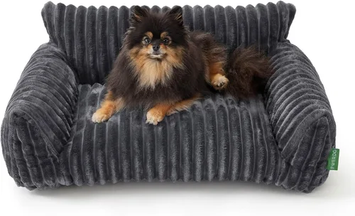 Vista 11 de Lindo sofá cama para mascotas, sofá de apoyo para gatos de interior, sofá cama pequeño para perros pequeños, azul, 24 pulgadas
