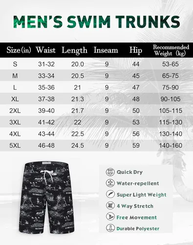 Vista 7 de APTRO - Traje de baño para hombre de secado rápido de 9 pulgadas, trajes de baño de playa grandes y altos