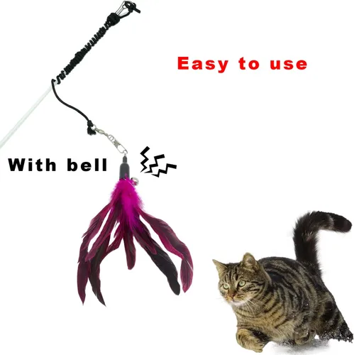 Vista 4 de CATENESS Recambios de juguetes de plumas para gatos, 10 piezas de repuesto para gatos