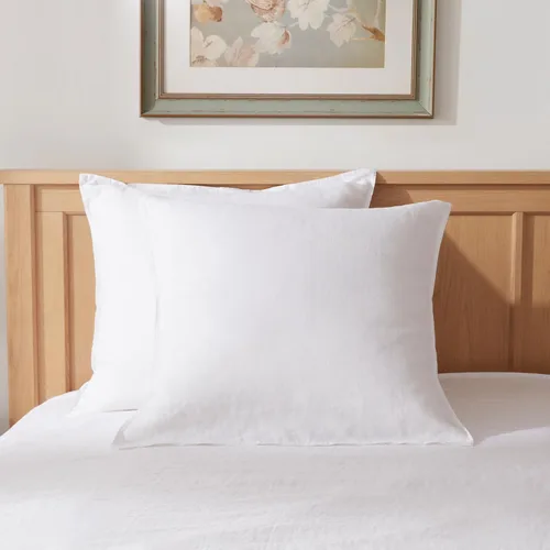 Vista 26 de TOSMO Juego de 2 fundas de almohada 100% lino tamaño estándar, fundas de almohada lavadas a la piedra, cierre de sobre, fundas de almohada suaves