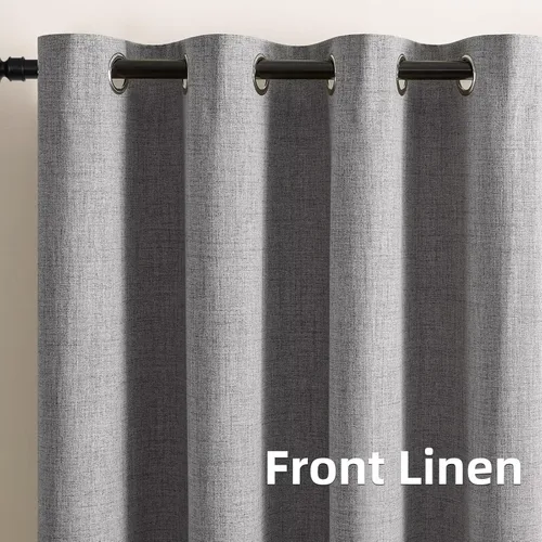 Vista 23 de CUCRAF - Juego de 2 paneles de cortinas de ventana con oscurecimiento total del 100%, de 54 pulgadas de largo, con aspecto de lino falso, cortinas