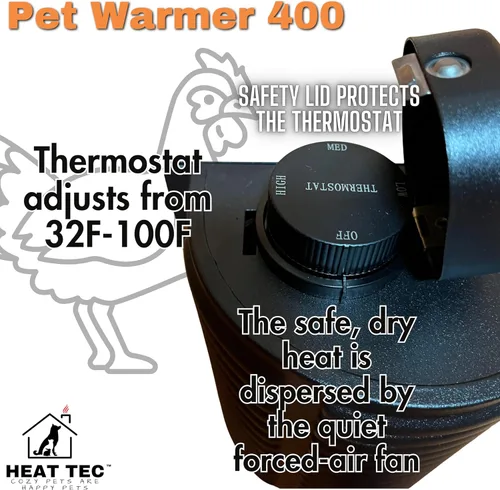 Vista 3 de Calentador para mascotas de Heat Tec Calentador de casa para perros de 400 W con cable resistente a las masticaciones Control termostático