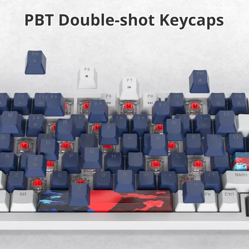 Vista 7 de Teclado mecánico 75% para juegos, teclado de montaje en junta con cable, 82 teclas, teclado intercambiable en caliente, perilla retroiluminada RGB