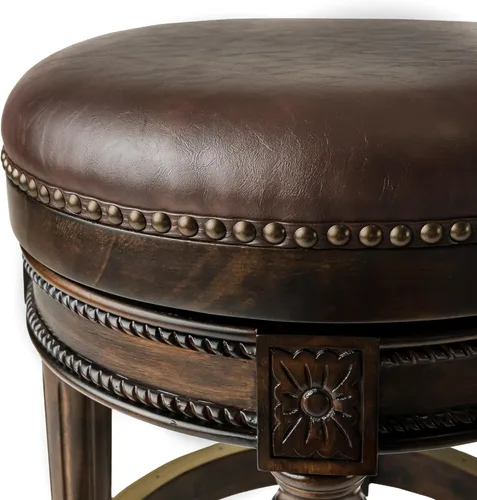 Vista 8 de Maven Lane Pullman Taburete de bar sin respaldo de 31 pulgadas, juego de 2, taburetes giratorios con reposapiés, marco de madera maciza marrón