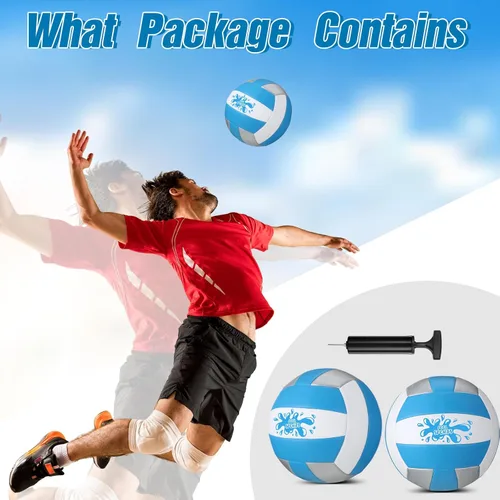 Vista 2 de Jenaai Paquete de 2 pelotas de voleibol de agua para piscina con bomba inflable, impermeable, voleibol para piscina con cubierta suave, bolas