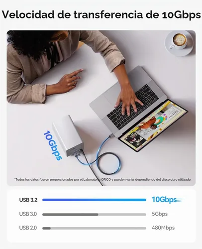 Vista 3 de ORICO Estación de acoplamiento USB-C All-Flash de 2.5 pulgadas con velocidad de transferencia de datos de 5 Gbps, compatible con SSD de 2.5
