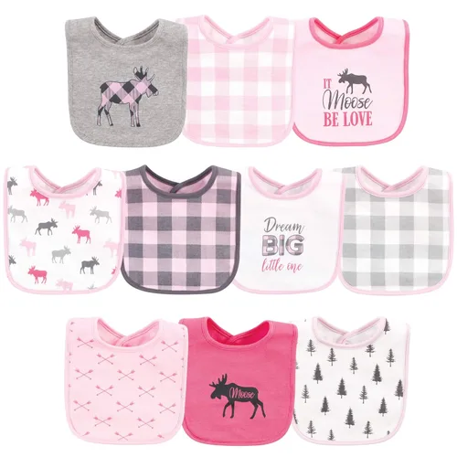 Vista 15 de Hudson Baby Baberos unisex de algodón para bebé, nube rosa, talla única (paquete de 2)