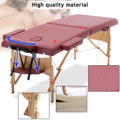 Vista 3 de Cama de masaje portátil para masajes, cama de spa, cama profesional de pestañas de 73 pulgadas, ajustable, 2 mesas de tratamiento plegables