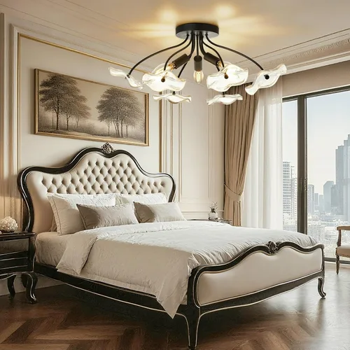 Vista 6 de Luvkczc Lámpara de techo semiempotrada, moderna lámpara de techo de cristal, iluminación negra vintage para cocina, entrada, pasillo, baño