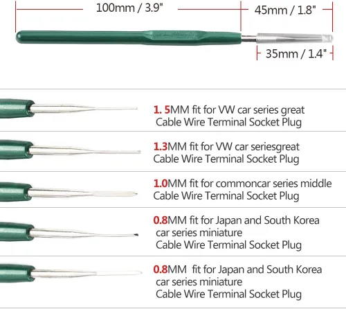 Vista 6 de Keenso Kit de herramientas de eliminación de cables de desmontaje de cables, arnés de cableado automotriz de aleación de bricolaje, terminal