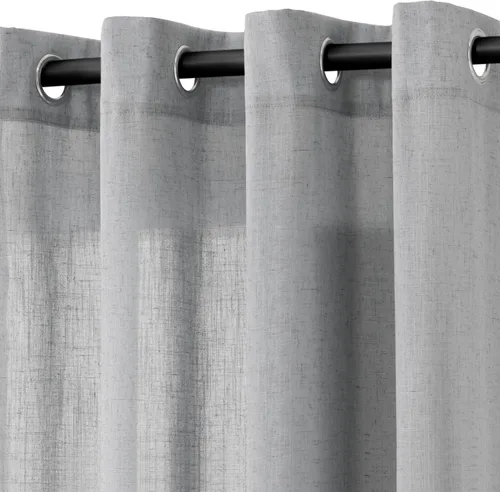 Vista 45 de Cortinas de lino verde aguamarina de 84 pulgadas de largo, 2 paneles para sala de estar y dormitorio, cortinas transparentes de filtrado de luz