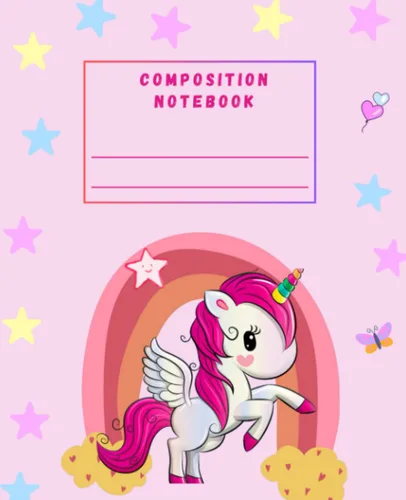 Composition notebook Writing Journal with Unicorn Lined Paper For Kindergarten, School and College, Wide Ruled Comp Book For Students K-12, 110 ...