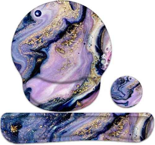 Vista 12 de Reposamuñecas para teclado y alfombrilla para ratón, alfombrilla ergonómica de espuma viscoelástica para ratón con soporte de muñeca, antideslizante