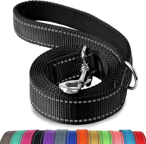 Joytale - Correa reflectante de doble cara para perro, 6, 5 y 4 pies, resistente de nailon, asa acolchada, para pasear perros pequeños y medianos,