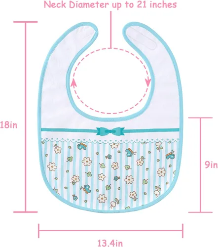 Vista 5 de Littleforbig Babero de algodón impermeable con estampado floral rosa para adultos con cierre de velcro ajustable