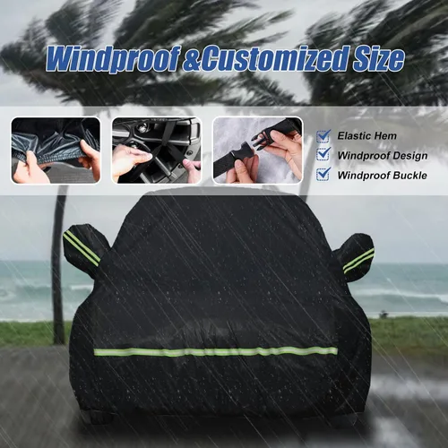 Vista 4 de Fundas impermeables para automóvil para Ford Bronco 2021-2024 de 2 puertas (negro) 210T, personalizadas, resistentes, impermeables, protección