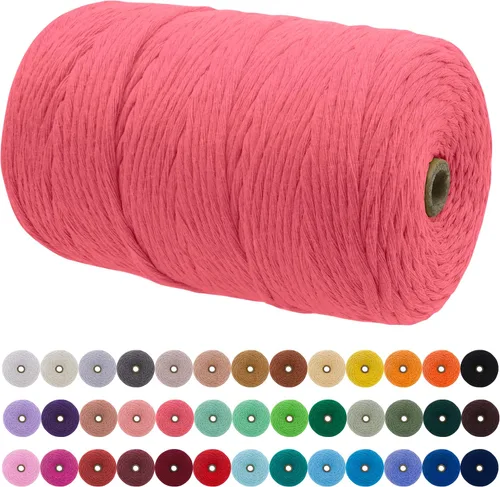 Vista 15 de JeogYong Cordón de macramé de un solo hilo 3 mm x 109 yardas (328 pies) Cuerda de algodón suave Hilo de macramé de 3 mm, suministros de macramé