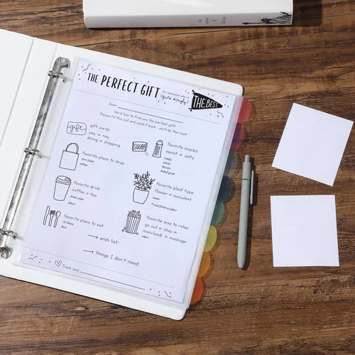 Vista 9 de Mr. Pen - Protectores de hojas transparentes con pestañas, 8 pestañas, 2 juegos, divisores de plástico transparente para carpeta de 3 anillas