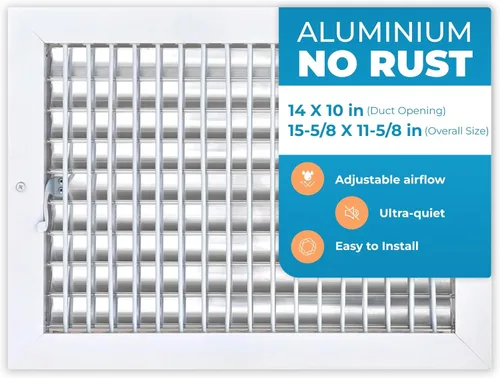 Vista 17 de Cubiertas de ventilación de aire de aluminio de 6 x 4 pulgadas (apertura de conductos) para rejilla de aire acondicionado de pared, cubierta