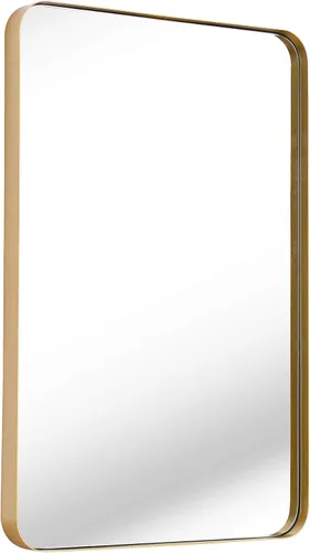 Clavie Espejo de pared de 22 x 30 pulgadas para baño, marco de metal, espejo rectangular de esquina redondeada, espejo de baño moderno, espejo de