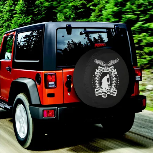 Vista 6 de Cubierta de neumático de repuesto, silueta de soldado del día de los veteranos, cubierta de neumáticos de caravana, resistente a la intemperie, a