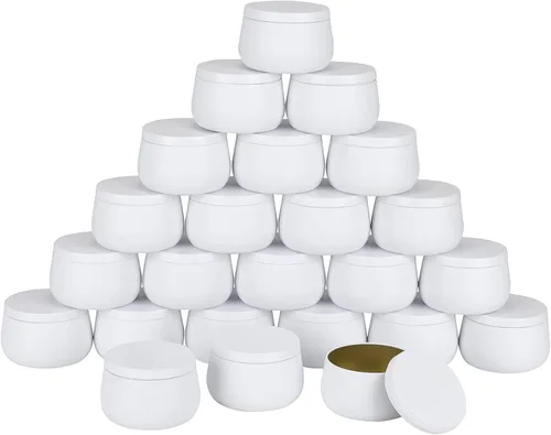 Vista 10 de Latas de velas de 8 onzas con tapas, tarros de velas negras, latas de velas a granel para hacer velas, tarros de fabricación de velas