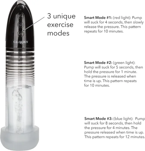 Vista 5 de CalExotics, Optimum Series Bomba inteligente automática – Bomba de pene de mejora masculina con funda de silicona Stroker – Juguetes sexuales