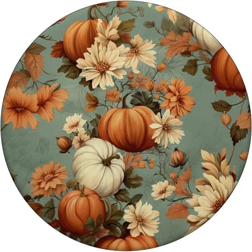 Vista 3 de PopSockets PopGrip estándar con temática de otoño vintage para mujer, diseño de calabaza de otoño