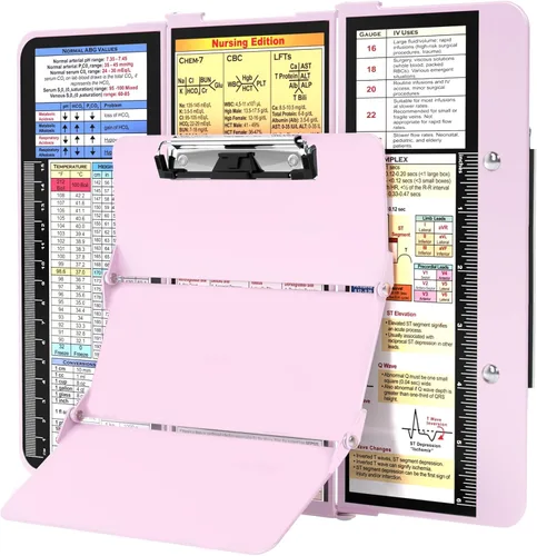 Portapapeles de enfermería plegable, portapapeles plegable con edición médica de tablas de enfermería, 3 capas de aluminio, nota de enfermera con