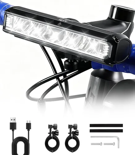Super Bright LED Bike Lights – USB-C Rechargeable, IPX5 Waterproof Bicycle Headlight, Daytime Running Light, Multi-Mode MTB & Off-Road Cycling,