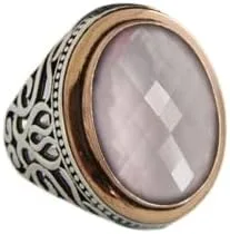 925 Sterling Silver Ring, Rose Quartz Men Ring, Men Handmade Statement Ring, Vintage Ring, Signet Men Ring, Pink Quartz Men Ring, Cocktail Ring, Two