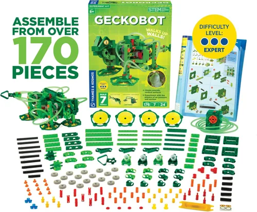 Vista 4 de Thames Kosmos Kit de experimento STEM Geckobot Construye un robot de escalada de pared y 6 otras creaciones mecánicas Explora la física