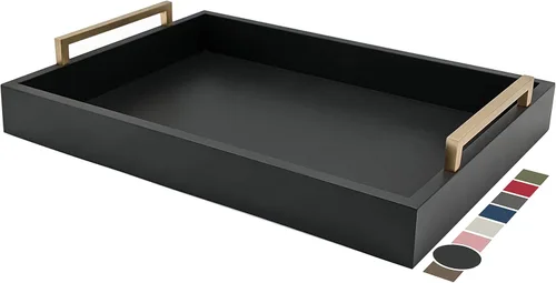 Vista 9 de Bandeja decorativa para mesa de café - Bandeja otomana - Bandeja de servir para desayuno, bebidas, licores - de granja a moderno - Acabado mate