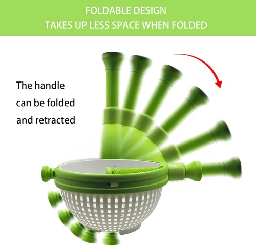 Vista 2 de Spinner plegable para ensalada 3 en 1 – Colador de ahorro de espacio de 3 cuartos y secadora de verduras, apto para lavavajillas para verduras