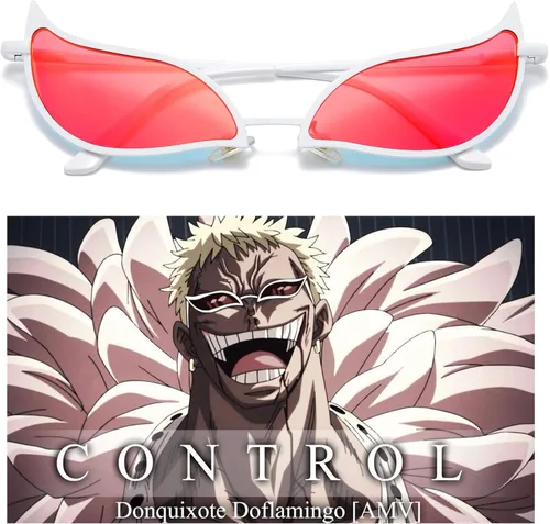Vista 8 de Donquixote Doflamingo - Gafas de sol de una pieza de anime para Halloween Cosplay