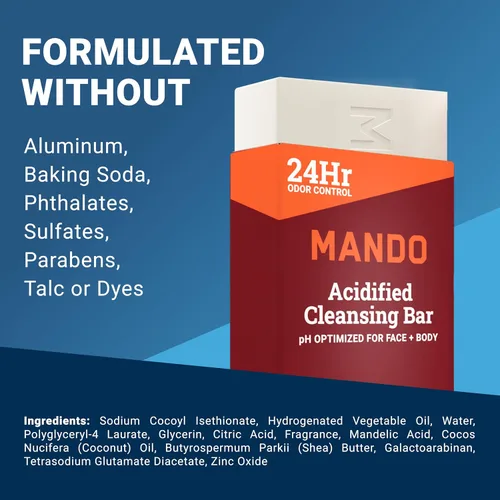 Vista 7 de Barra de Limpieza Acidificada Mando - Control de Olor 24 Horas - Elimina el Olor Mejor que el Jabón - Fórmula Hidratante - Libre de SLS, Libre