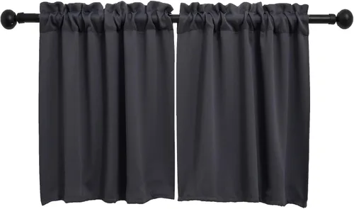 Vista 46 de Pickluc Cortina opaca de cocina de 20 pulgadas de largo, con bolsillo para barra, cortinas para ventanas pequeñas en sala de estar, sótano
