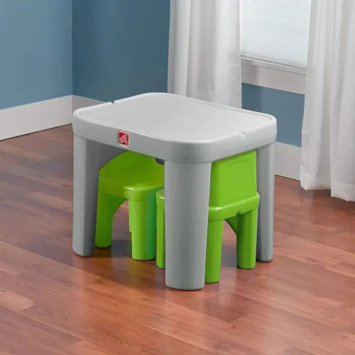 Vista 3 de Step2 Mighty My Size Kids Table & Chair Set, Playroom Activity Table for Arts & Crafts, Made of Durable Plastic, For Toddlers 2+ Years Old, Gray &