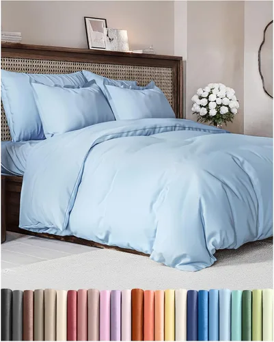 Vista 88 de Juego de funda de edredón tamaño Queen - Funda de edredón extra suave tamaño Queen 90 x 90 con 2 fundas de almohada - Ropa de cama de hotel de lujo