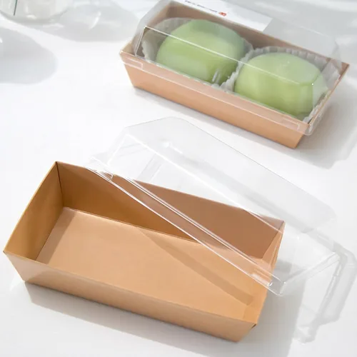 Vista 4 de Ocmoiy Cajas de embutidos de papel con tapas transparentes, paquete de 50 envases desechables para sándwiches, pequeñas cajas de panadería kraft